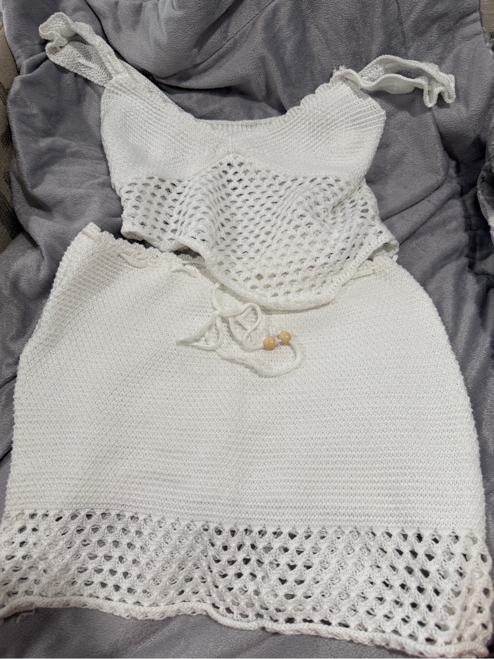White Crochet Knit Summer set